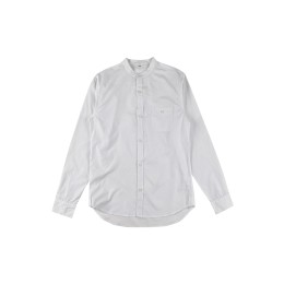 Customized white long-sleeved shirt, solid color turtleneck shirt, left chest pocket style, short front and long back design R421 Customized white long-sleeved shirt, solid color turtleneck shirt, left chest pocket style, short front and long back design R421